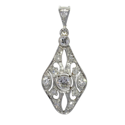 Art Deco Old Cut Diamond Pendant in 18ct White Gold