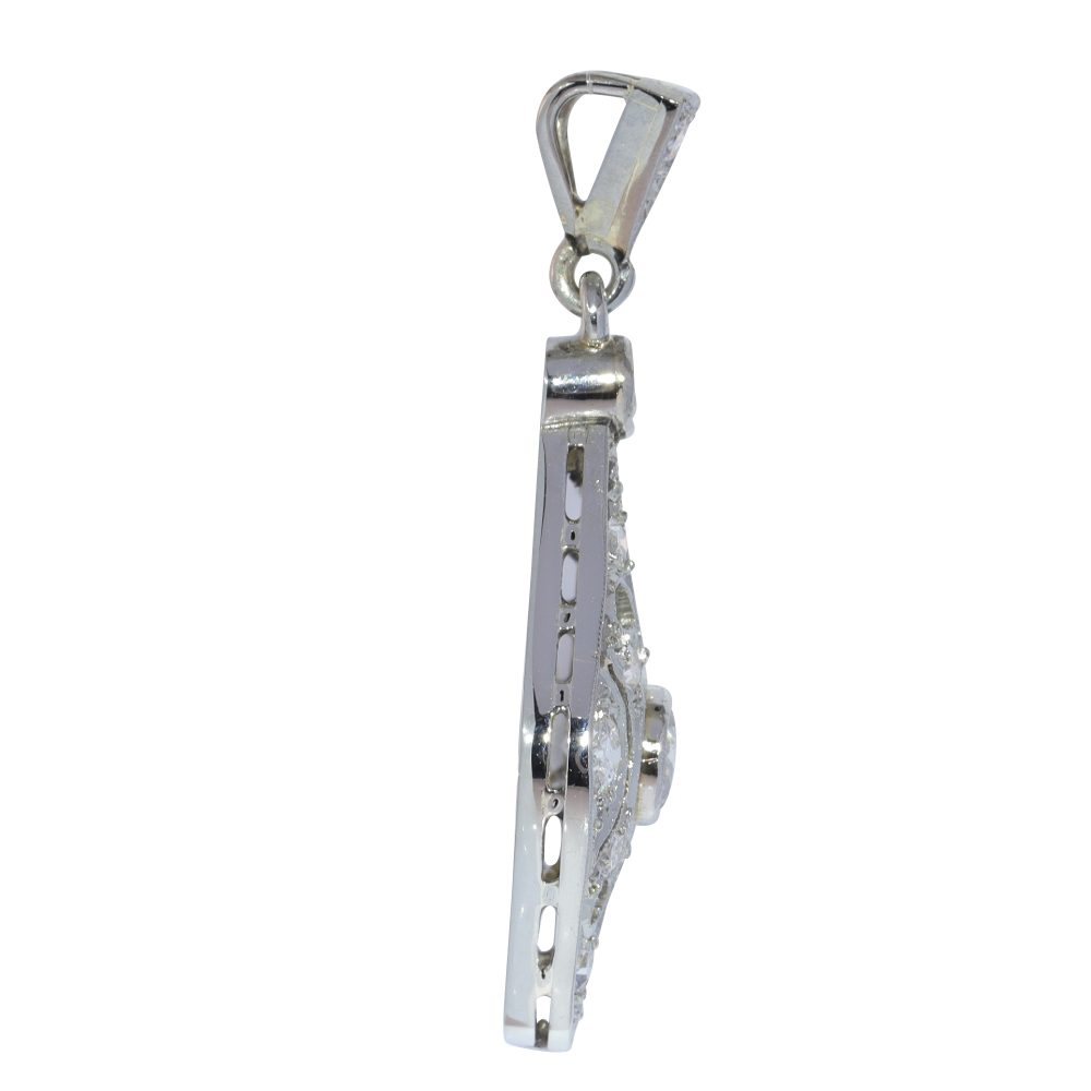 Art Deco Old Cut Diamond Pendant in 18ct White Gold