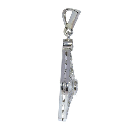 Art Deco Old Cut Diamond Pendant in 18ct White Gold
