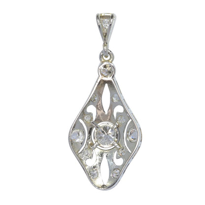 Art Deco Old Cut Diamond Pendant in 18ct White Gold
