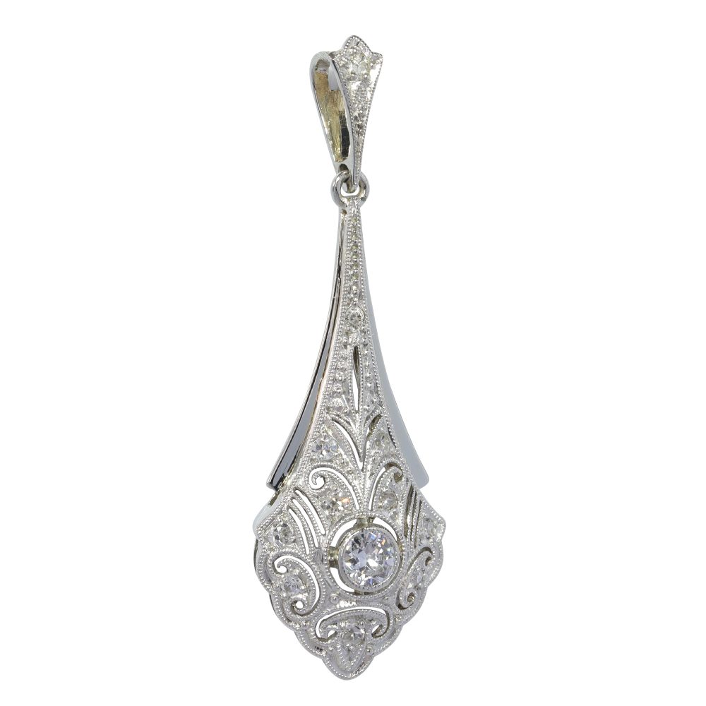 Vintage diamond long pendant drop shape