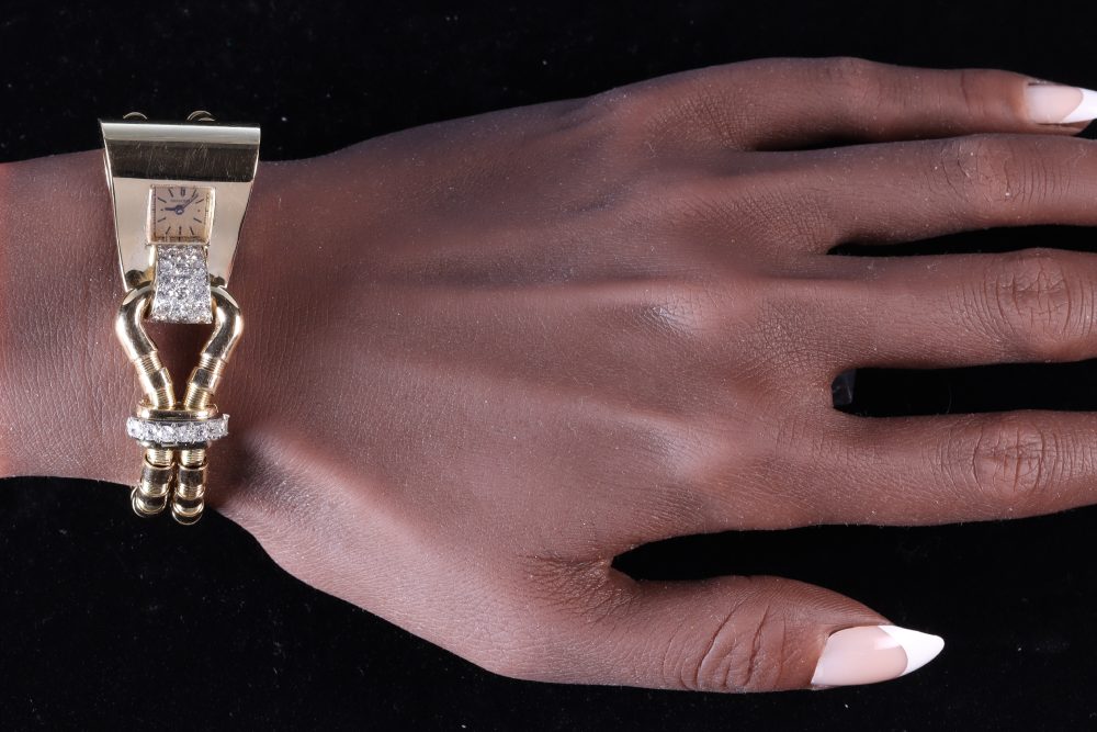 Iconic Vintage Boucheron Diamond Set Gold and Platinum Fan Watch