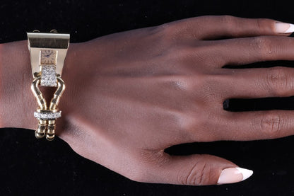 Iconic Vintage Boucheron Diamond Set Gold and Platinum Fan Watch