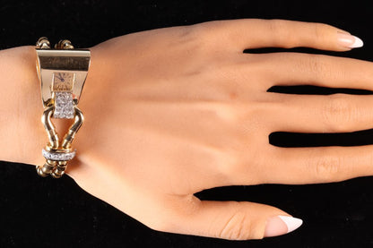 Iconic Vintage Boucheron Diamond Set Gold and Platinum Fan Watch