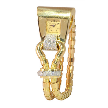 Iconic Vintage Boucheron Diamond Set Gold and Platinum Fan Watch