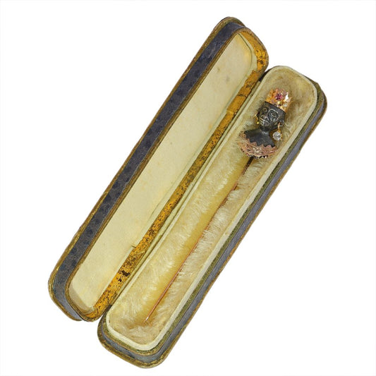 Victorian Antique Old Cut Diamond Set Blackamoor Stickpin