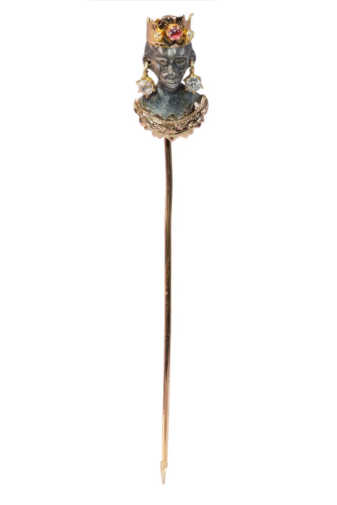 Victorian Antique Old Cut Diamond Set Blackamoor Stickpin