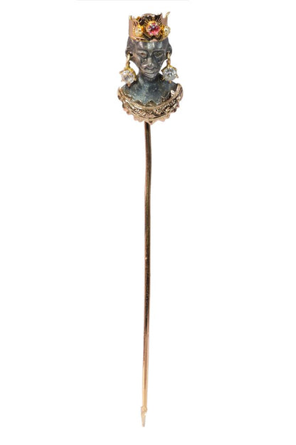 Victorian Antique Old Cut Diamond Set Blackamoor Stickpin