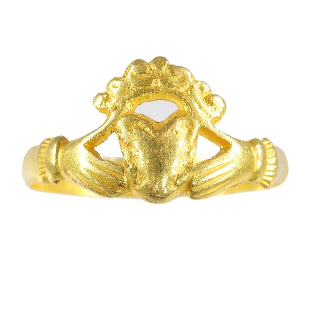 Antique Dutch 17th Century Gold Claddagh Ring, Circa 1670