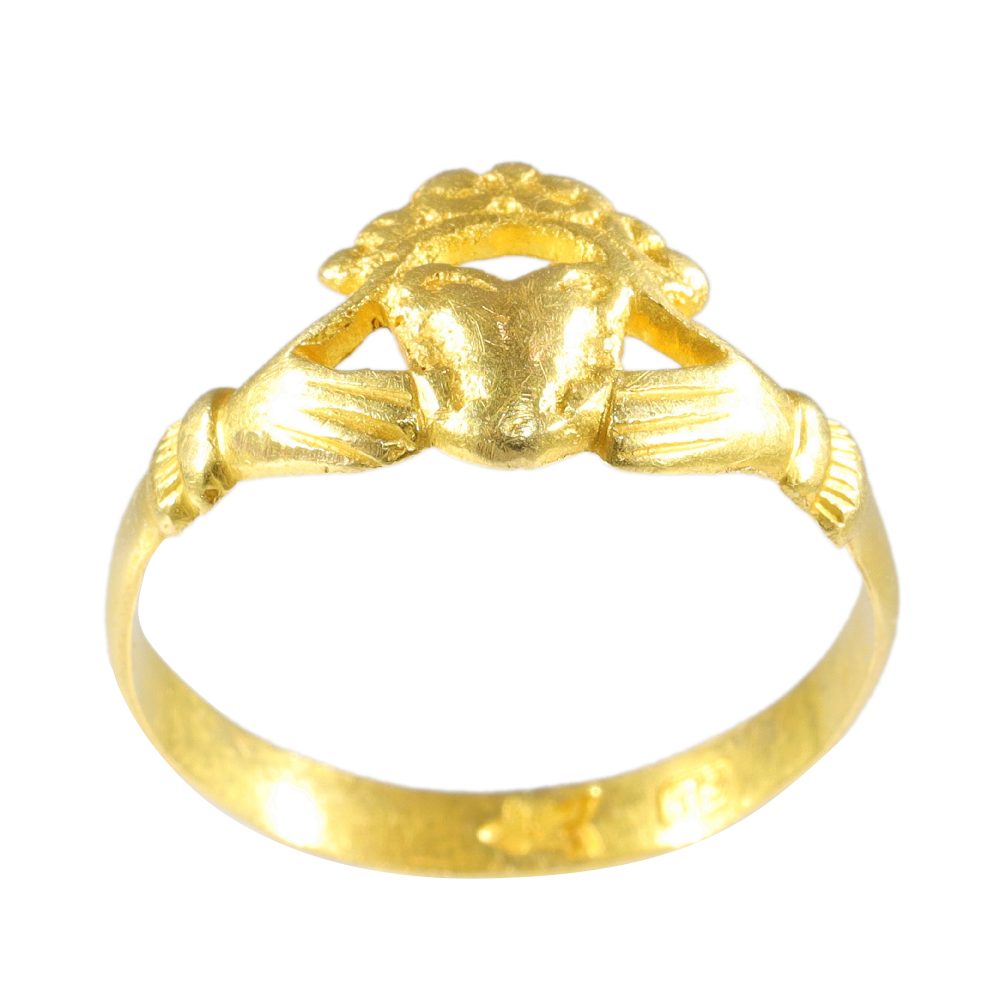 Antique Dutch 17th Century Gold Claddagh Ring, Circa 1670
