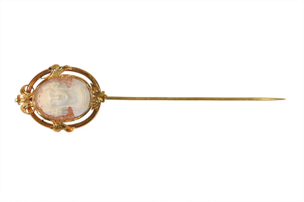 Victorian Antique Cameo Stick Pin Brooch