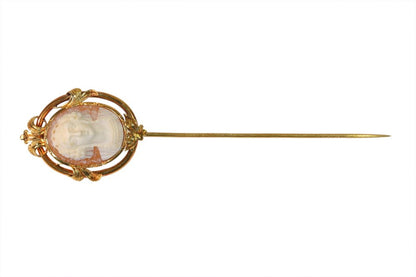 Victorian Antique Cameo Stick Pin Brooch