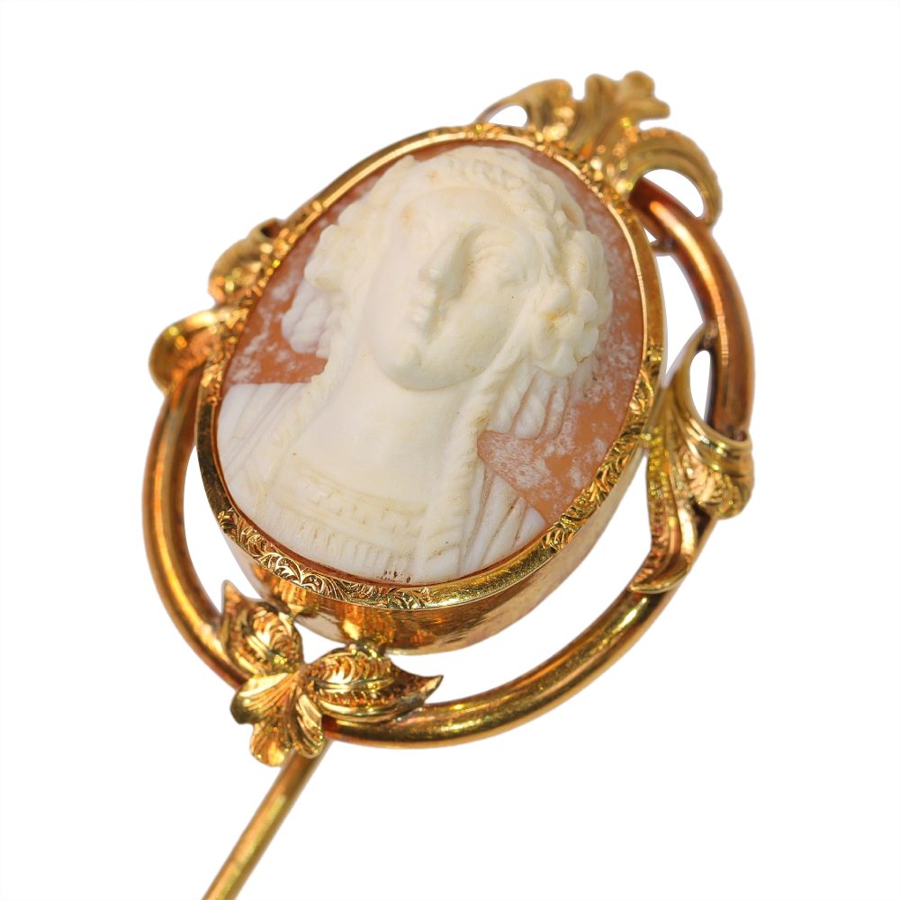 Victorian Antique Cameo Stick Pin Brooch