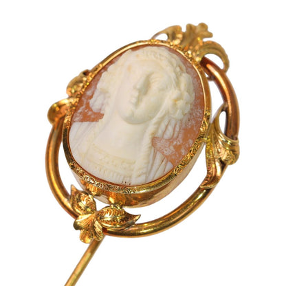 Victorian Antique Cameo Stick Pin Brooch