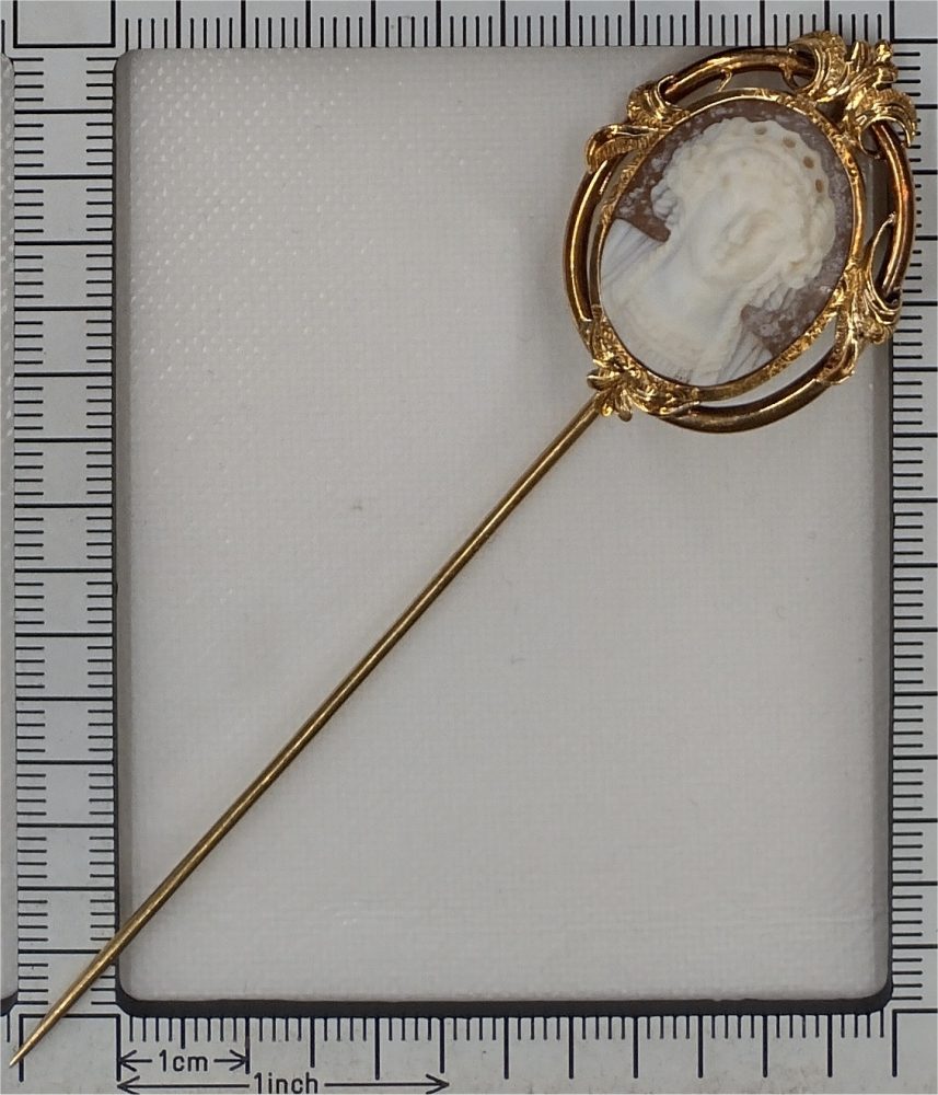 Victorian Antique Cameo Stick Pin Brooch