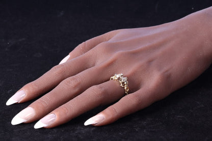 Baroque 18 Carat Yellow Gold Ring With Table-Cut Diamonds