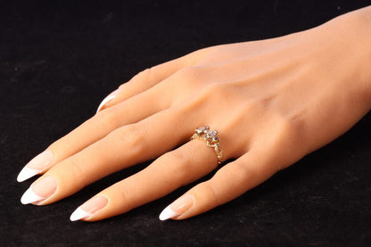 Baroque 18 Carat Yellow Gold Ring With Table-Cut Diamonds