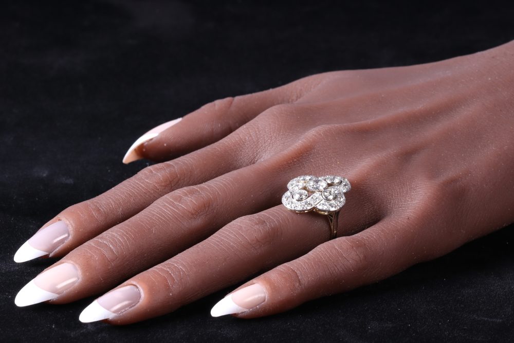 Art Deco 3ct Old Cut Diamond Cluster Ring