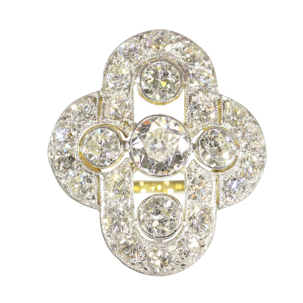 Art Deco 3ct Old Cut Diamond Cluster Ring