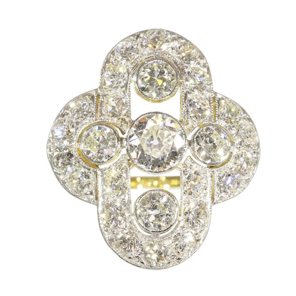 Art Deco 3ct Old Cut Diamond Cluster Ring