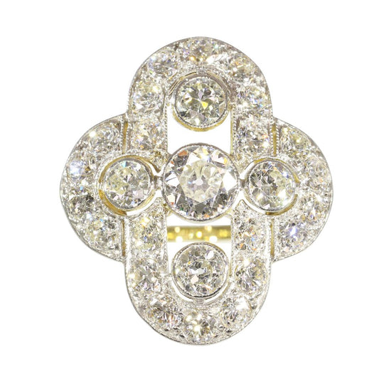 Art Deco 3ct Old Cut Diamond Cluster Ring