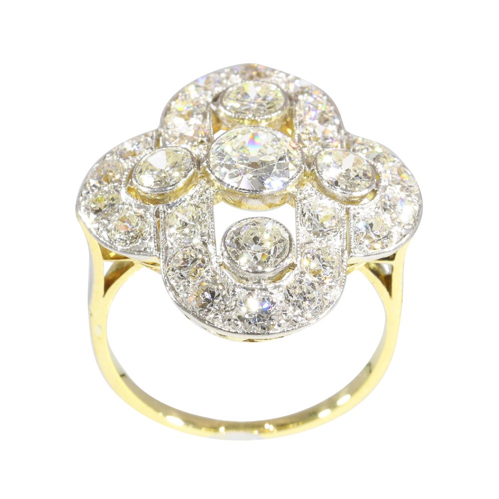Art Deco 3ct Old Cut Diamond Cluster Ring