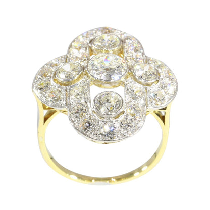 Art Deco 3ct Old Cut Diamond Cluster Ring