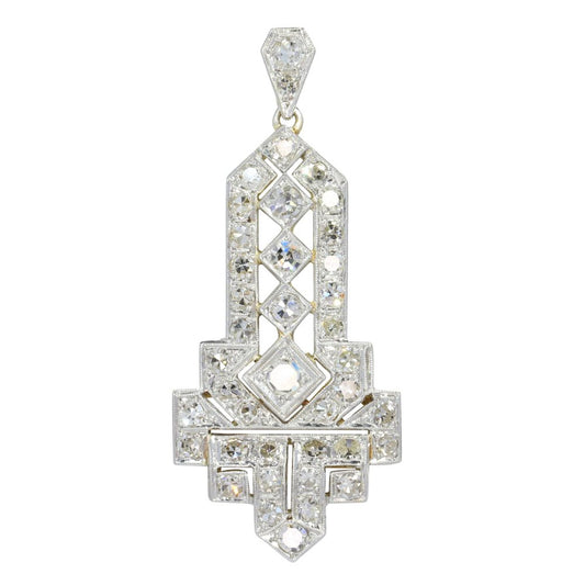 Art Deco 1.50ct Diamond Cluster Pendant in Platinum