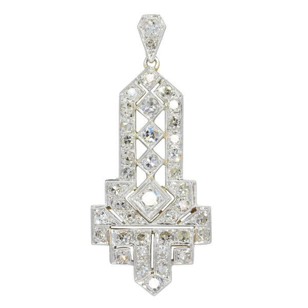 Art Deco 1.50ct Diamond Cluster Pendant in Platinum