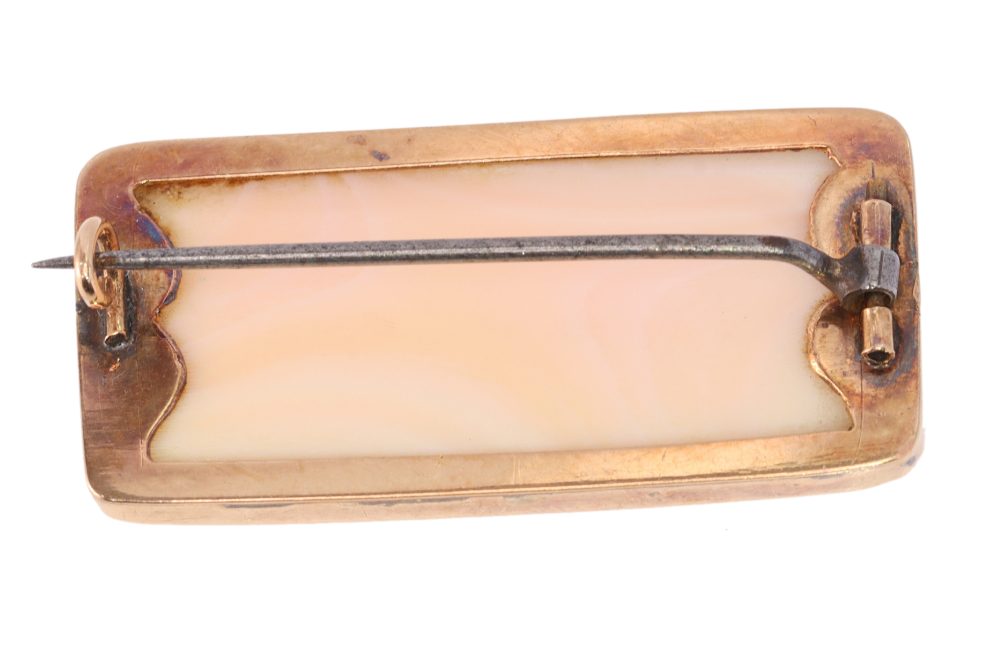 Victorian Antique Angel Skin Coral Cameo Brooch of Venus and Cupid