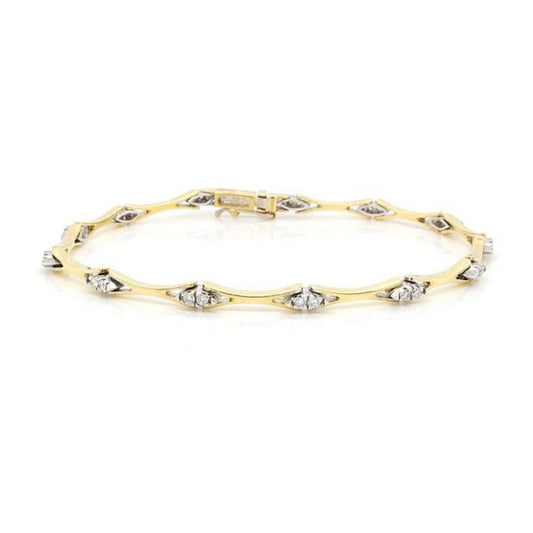 Diamond and 18ct Yellow Gold Link Line Bracelet, 0.40 carat total, with tongue fastening and figure-of-eight safety clasp