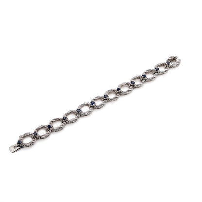 Vintage 18ct White Gold Rope Twist Link Bracelet with Sapphires