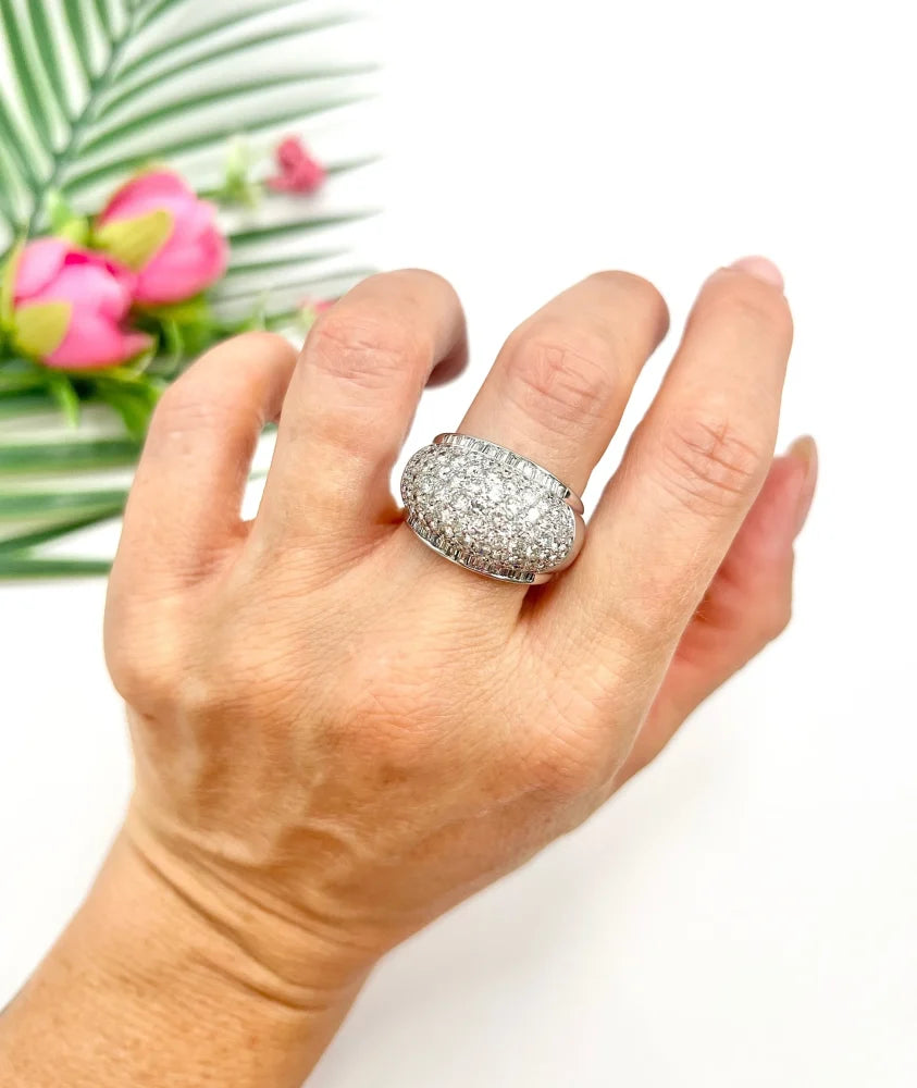 Vintage 6.5ct Diamond Dome Bombe Cocktail Ring