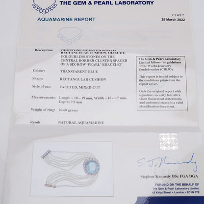 Antique Aquamarine and Diamond Cluster Pearl Bracelet