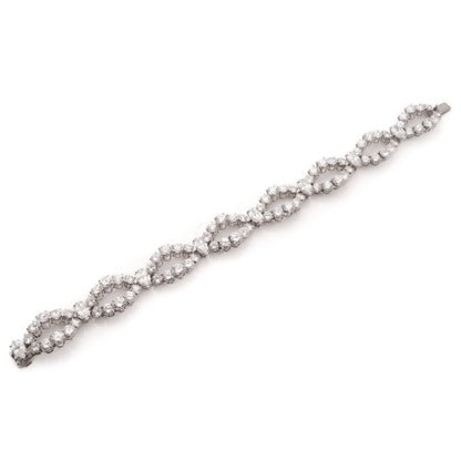 Vintage Bvlgari Marquise and Brilliant Diamond Platinum Openwork Navette Link Bracelet, 18.40 carat total