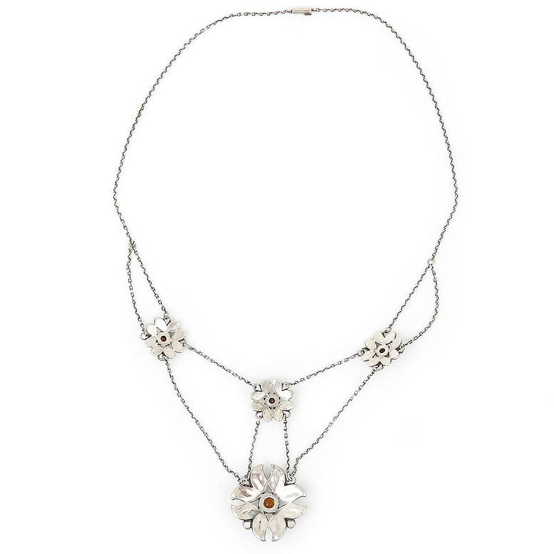 Arts and Crafts Silver Citrine Enamel Necklace by Liberty & Co