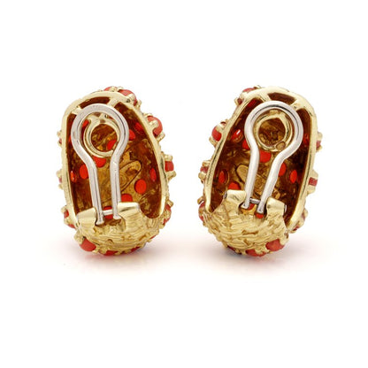 Vintage Cartier Signori and Bondioli Coral and Gold Clip On Earrings