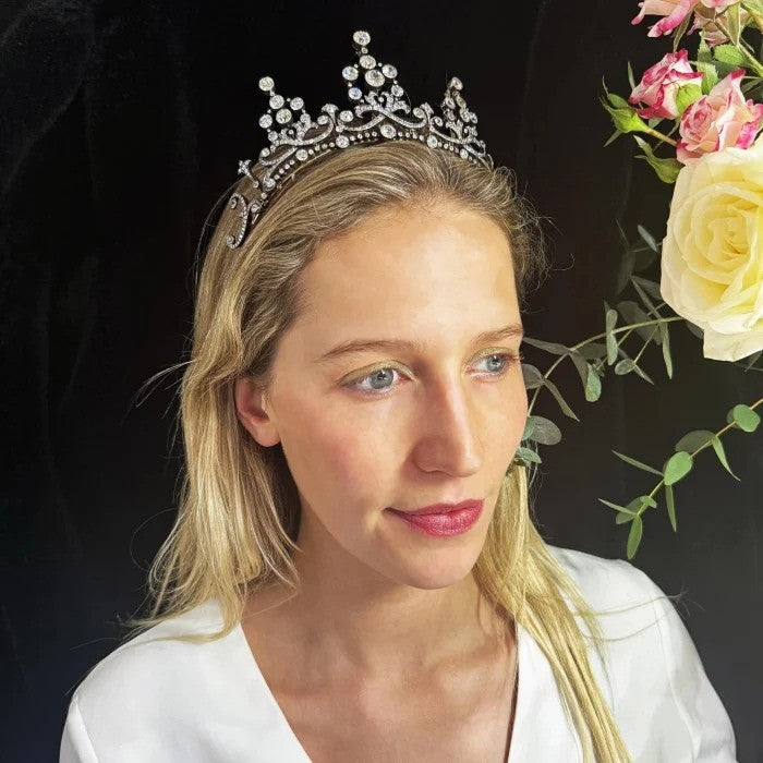 Antique Old Cut Diamond Tiara come Necklace, 45.62 carats