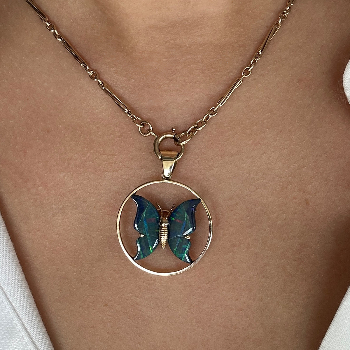 Black Opal Butterfly Pendant and Pin