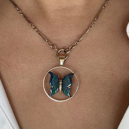 Black Opal Butterfly Pendant and Pin