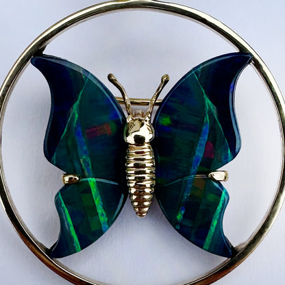 Black Opal Butterfly Pendant and Pin
