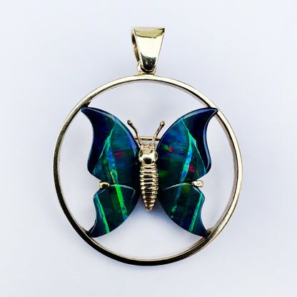 Black Opal Butterfly Pendant and Pin