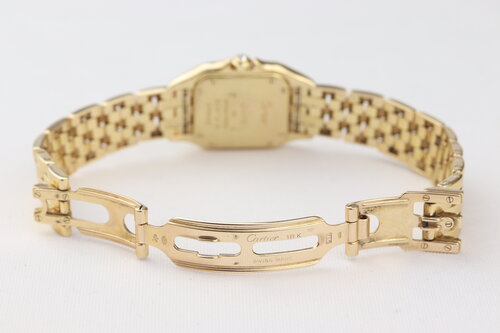 Cartier Ladies Panthère 18ct Yellow Gold Diamond Dial and Bezel Quartz Watch, Ref 8057915, with original Cartier diamond dial and bezel, 18ct yellow gold bracelet, with Cartier box.