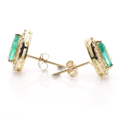 Vintage 1.40ct Emerald and Diamond Pear Shaped Cluster Earrings