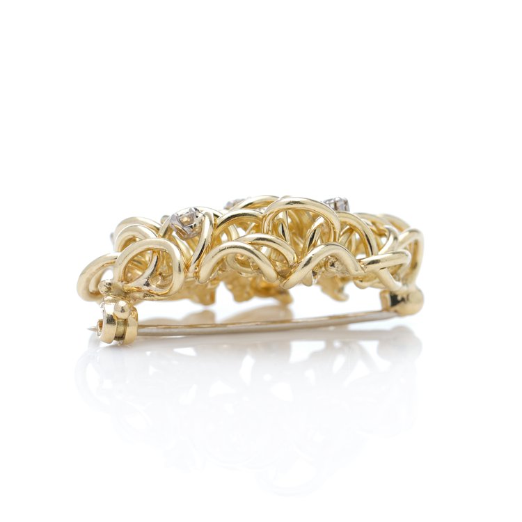 Vintage 18ct Yellow Gold Brooch with Diamonds by Alan Martin Gard
