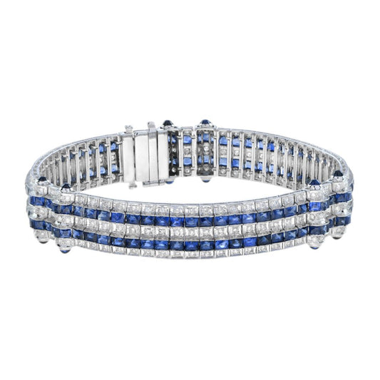 Art Deco Style 36.5ct Sapphire and Diamond Bracelet