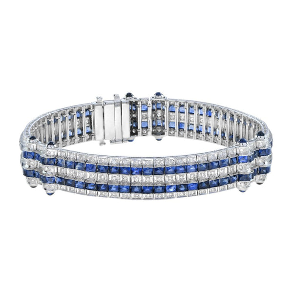 Art Deco Style 36.5ct Sapphire and Diamond Bracelet