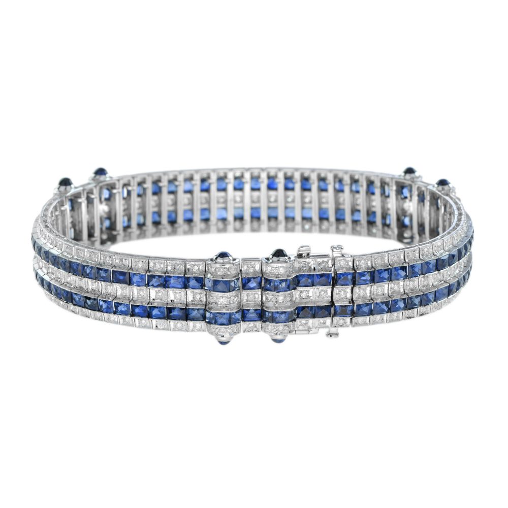 Art Deco Style 36.5ct Sapphire and Diamond Bracelet