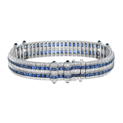 Art Deco Style 36.5ct Sapphire and Diamond Bracelet