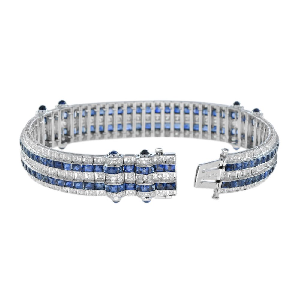 Art Deco Style 36.5ct Sapphire and Diamond Bracelet